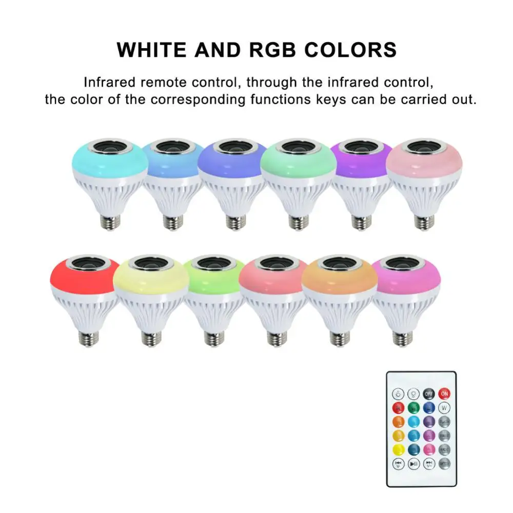 Светодиодный E27 лампочка умная RGB лампа Bluetooth динамик светодиодный лампочка 12 Вт домашний светодиодный E27 лампочки музыка воспроизведение затемнения беспроводной светодиодный светильник