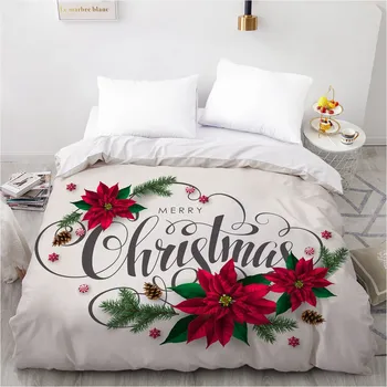 

3D Father Christmas Duvet Cover Xmas Quilt Covers White Comforter Case Beding Bag 140x210cm Full Single Double Size Bed Linen