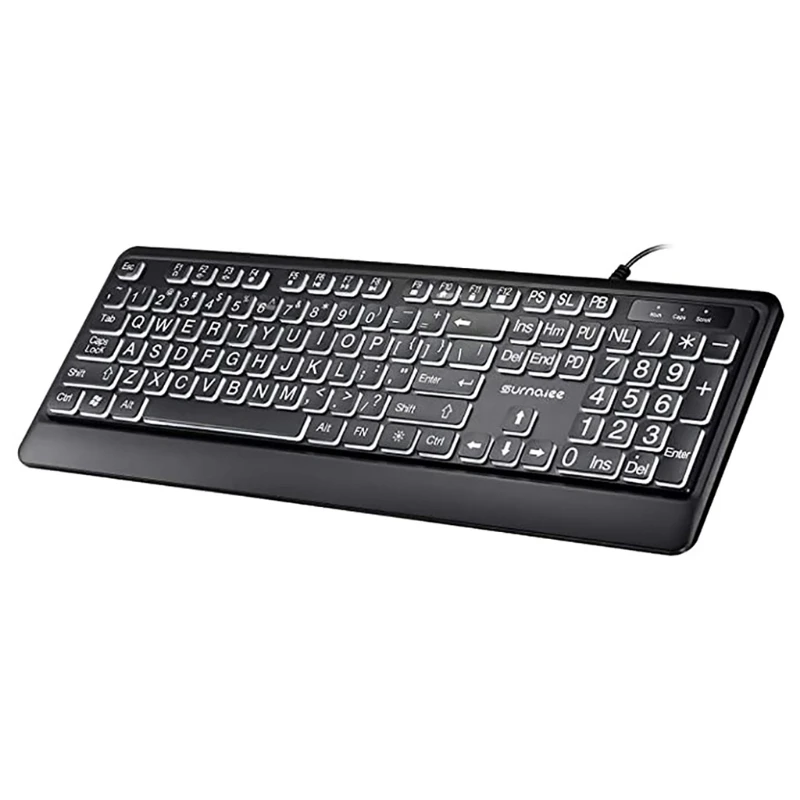 Usb Prendido Backlit Teclado Carta de Impressão Grande com Branco Iluminado Led Backlit Teclado 104 Teclas Padrão Tamanho Completo