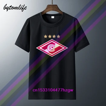 

FC Spartak Moscow Logo T Shirt Summer Print Black T Shirt Clothes Popular Shirt Cotton Tees Amazing Short Sleeve Unique Men Tops