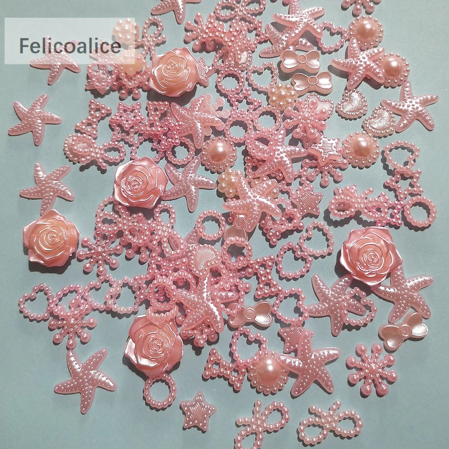 1000pcs Pink Flatback Half Round Flower Bowknot Imitation Pearl Craft ABS Scrapbook Beads for DIY Decoration Jewelry Making
