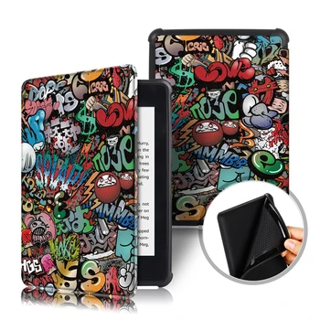 

Colorful printed case For Amazon kindle paperwhite 2018 6 inch ebook reader TPU PU Leather Protective Cover