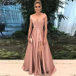 LORIE Off the Shoulder Evening Dresses Long for Women Girls 2021 V-neck Sleeveless Formal Party Evening Gowns Split Plus Size