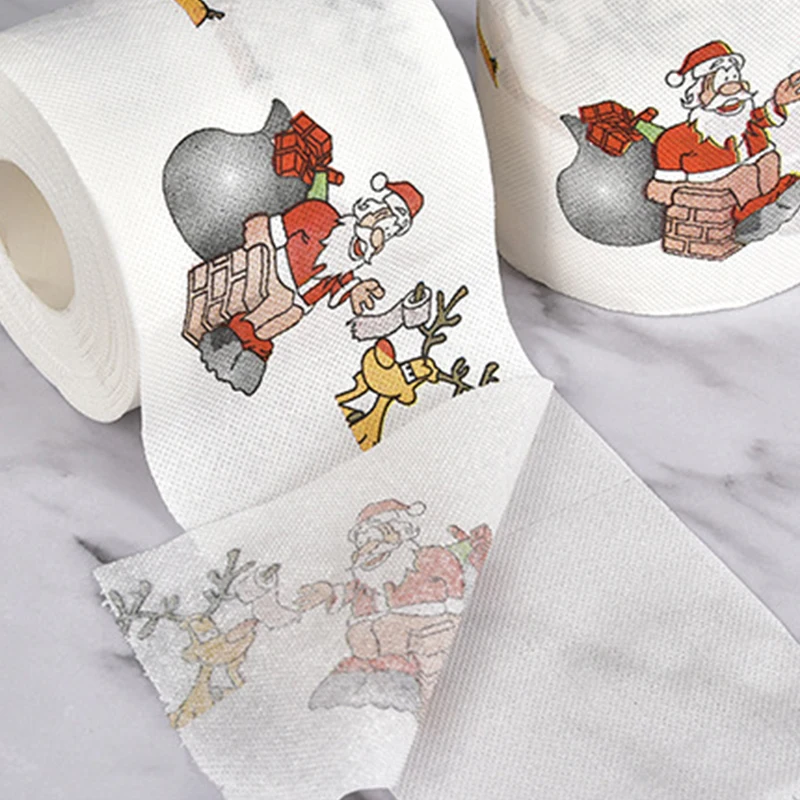 Christmas pattern toilet paper Santa Christmas tree printed tissue Home Gifts Navidad Happy New Year