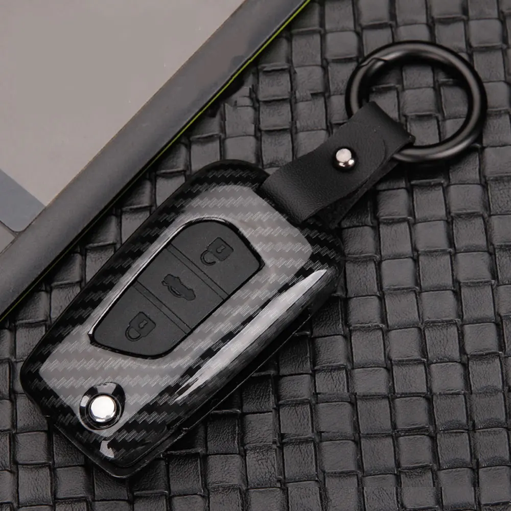Чехол для ключа автомобиля из углепластика Toyota CHR CH R 2018 2019 2020 Camry Auris RAV4 Prado Corolla Yaris