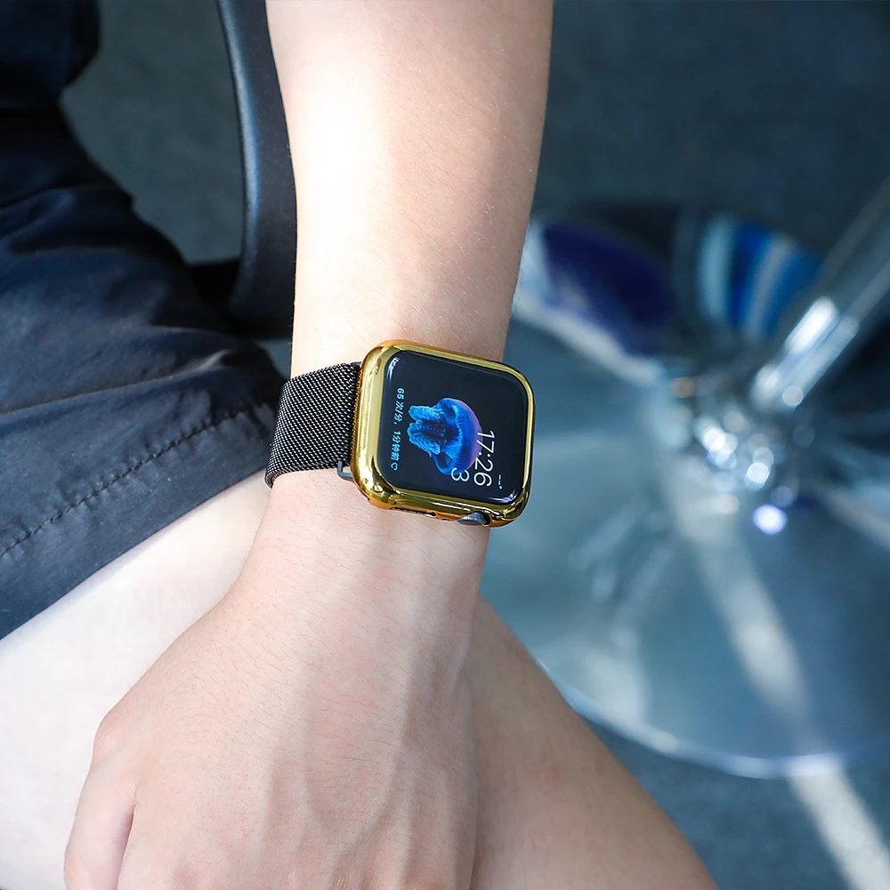 Защитный чехол на экран для apple watch 5, 40 мм, 44 мм, apple watch 5, 4, 3, 2, 1, чехол с защитой от падения, полный Чехол для apple watch series 4, 3, 2, 1 - Цвет: gold