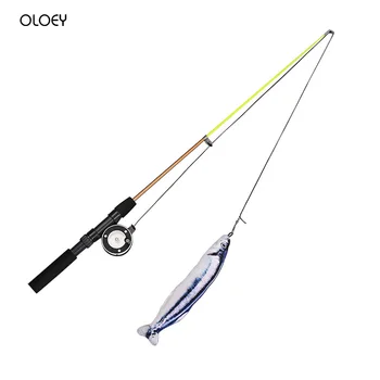 

1PC Teaser Feather Toys Kitten Funny Retractable Rod Cat Wand Toys Fishing Pole Pet Cat Toys Interactive Stick Pet Cat Supplies.