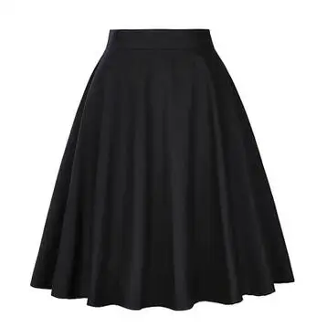 Летняя трапециевидная короткая юбка средней длины, женская зеленая Юбка До Колена, 40s 50s 60 s, винтажная плиссированная школьная Женская юбка с высокой талией - Цвет: 10