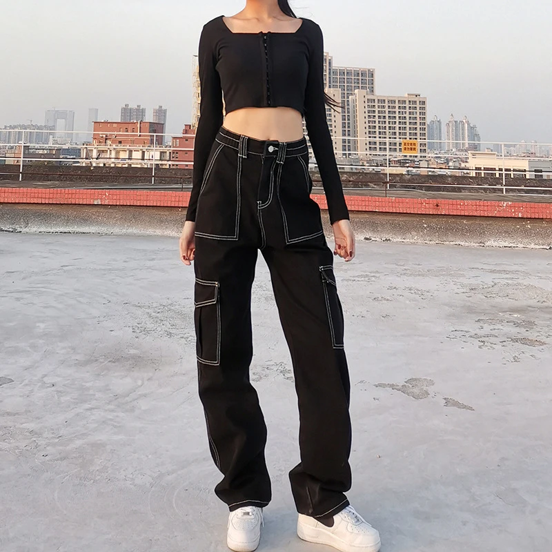 Japanese Streetwear Contrast Stitch 