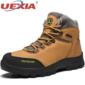 

UEXIA Men Boots Winter With Fur 2019 Warm Snow Winter Walking Outdoor sport Shoes Men Footwear Fashion Rubber Ankle Shoes 39-46