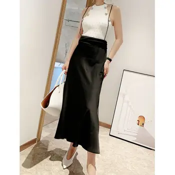 

Imported acetate Satin women's high waist suspender with fishtail skirt in spring and summer 2020