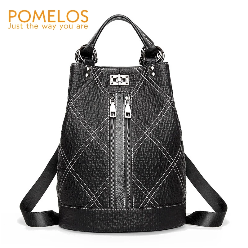 

POMELOS 2020 New Fashion Excellent Quality Leather Backpack Women Anti Theft Practical Bucket Designer Ladies Travel Backpacks