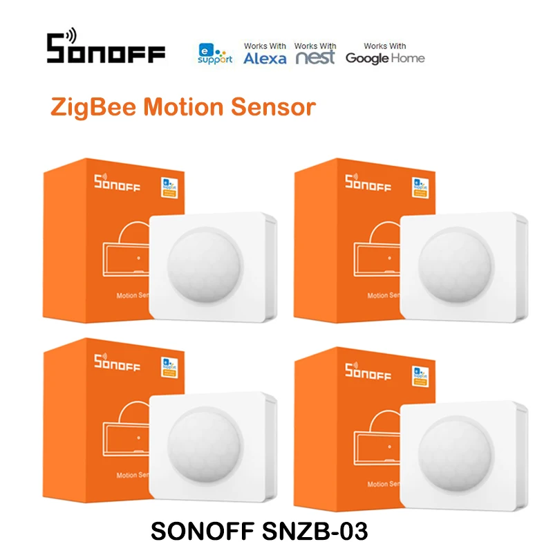 4 pcs SONOFF SNZB-03 sensor Zigbee Motion Sensor PIR Detector ewelink APP Remote monitor Home Security ZBBridge needed | Электроника
