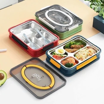 

2020 New Universal Square 3/4 Box Lunch Box, Easy To Carry Student Lunch Box To Work Fast Food Box (with Tableware)