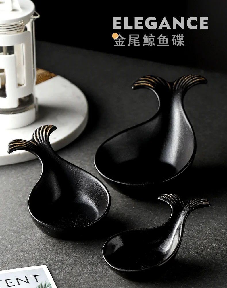 Sauce Dish Snack Vinegar Soy Sauce Dish Whale Dish Ceramics Household Dessert Plate Restaurant Gravy Boats Condimentos Conteiner