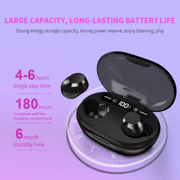 

V19 Wireless Bluetooth V5.0 TWS Earphones Bass Stereo Sports IPX5 Waterproof Earbuds Earphone Charging Case Headset Fit for MI