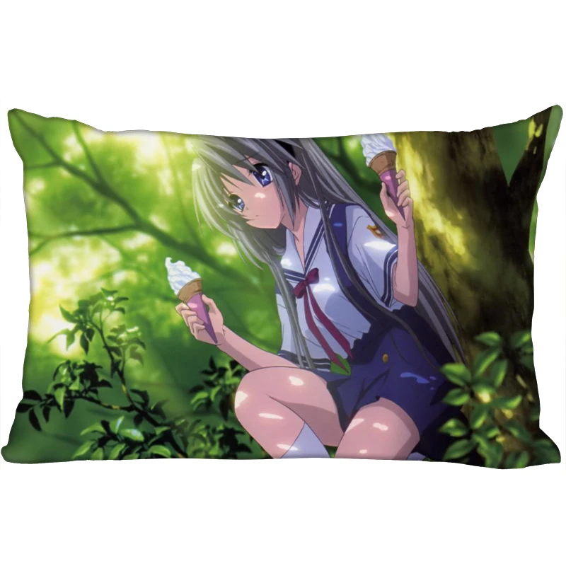 Горячая CLANNAD печатных атласные Наволочки две стороны Стандартный шелк мягкий прямоугольник на молнии наволочка больше размер Пользовательский логотип - Цвет: 12
