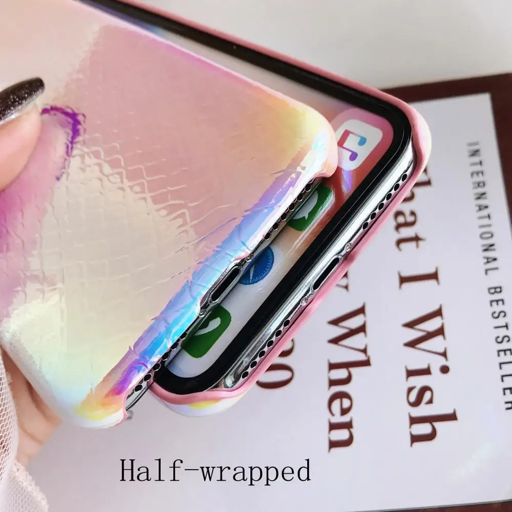 Чехол для телефона с лазерным градиентом и крокодиловой текстурой iPhone 11 Pro Max XR X XS