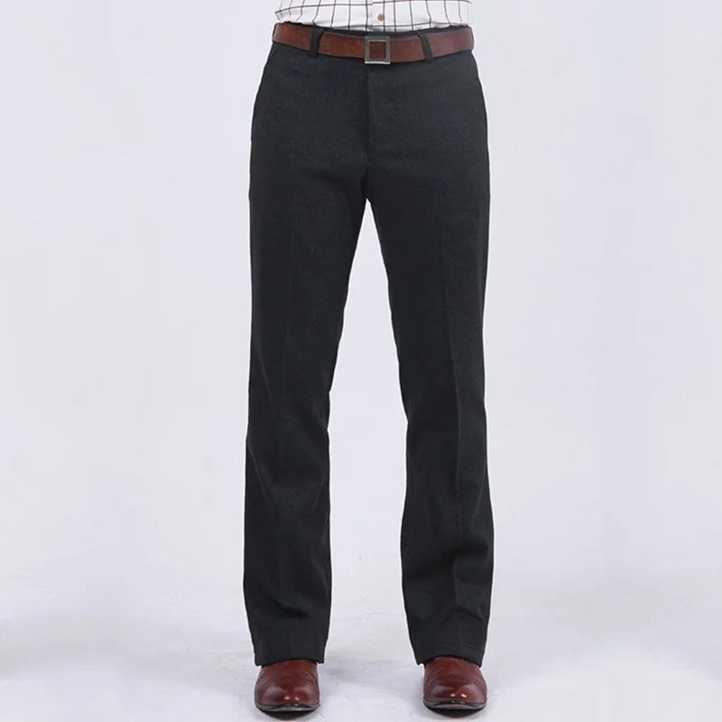 Men's Suit pants Micro-elastic FIared pants Men's Autumn and Winter Thick Business casual Woolen Straight Wide-leg trousers