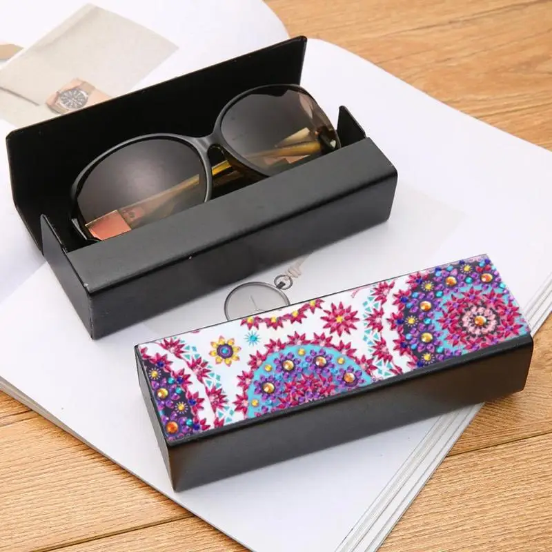 Изящный Чехол для очков с алмазной росписью, кожаный футляр для хранения солнцезащитных очков для путешествий, коробка для очков с алмазной росписью, художественные подарки