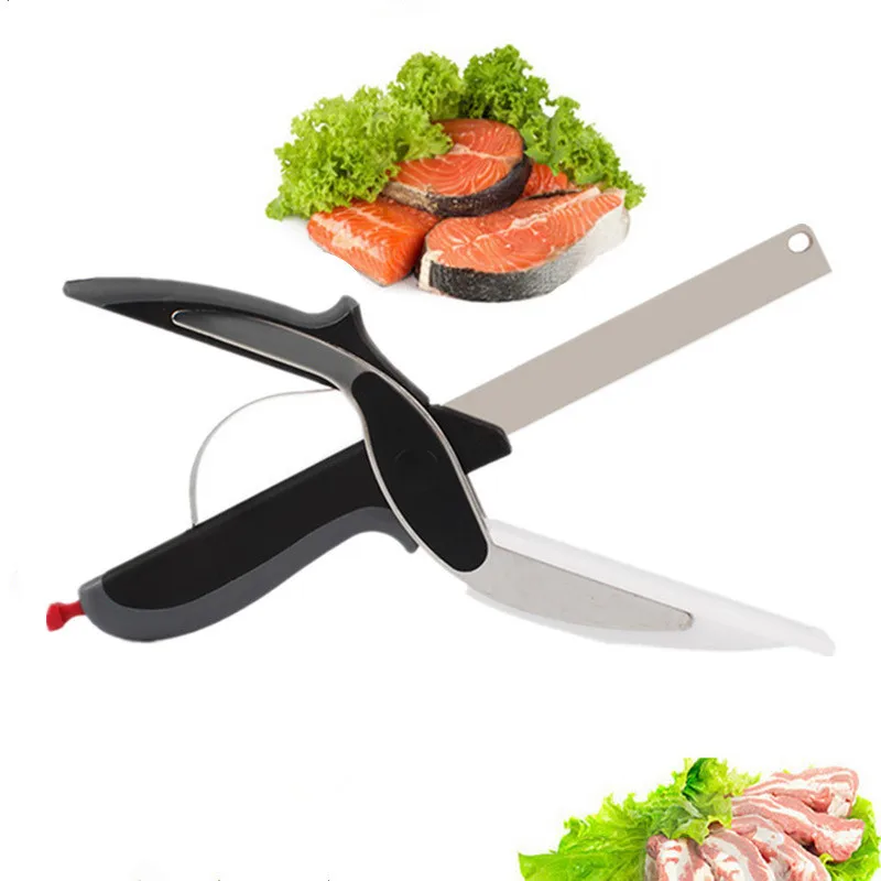 

New Multi-Function Smart Clever Cutter Scissor Cutting Board Utility Cutter Stainless Steel Ourdoor Smart Vegetable Knife