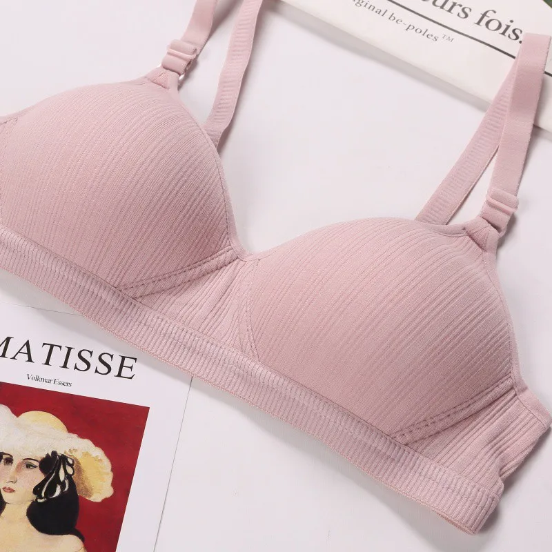 

Women Fashion Solid Color Smooth Bra Thin Section Without Steel Ring One-piece Seamless Gathered Bras