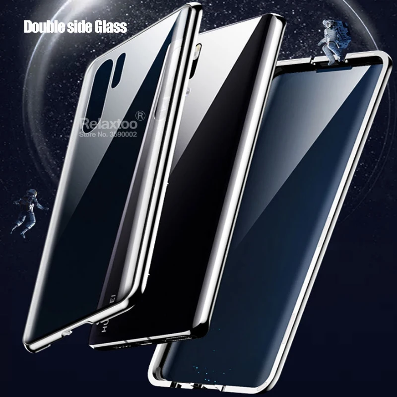 360 магнитный чехол для huawei p30 pro, двухсторонний чехол из закаленного стекла для honor 10 lite, светильник honer 20 pro, металлический адсорбционный чехол