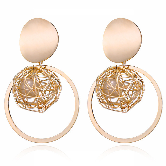 Statement Earrings 2019 Big Geometric Round Earrings For Women Hanging Dangle Earrings Drop Earing Modern Female Jewelry