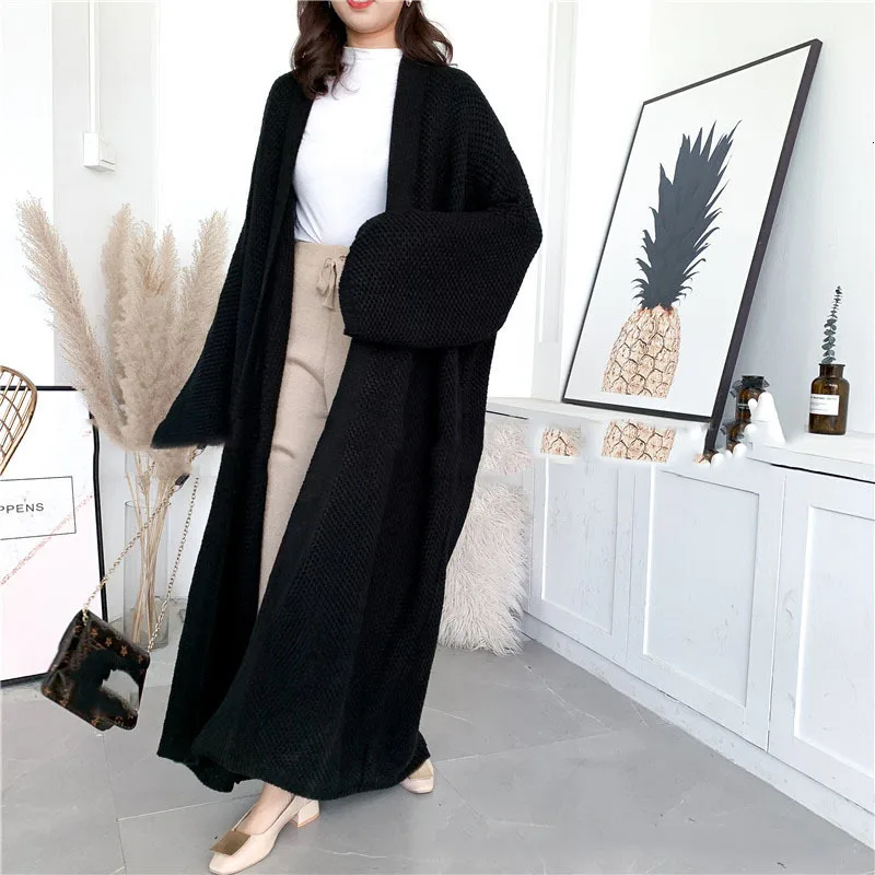 ^Cheap LANMREM Thick Woolen Long Sweater Famale 2020 Spring New Fashion Big Size Knitting Cardigan Loose Coat For Women PC427