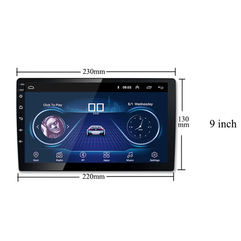 9 INCH Android 8.1 GPS Navigation Autoradio Multimedia DVD Player Bluetooth WIFI MirrorLink OBD2 Universal 2Din Car Radio for An
