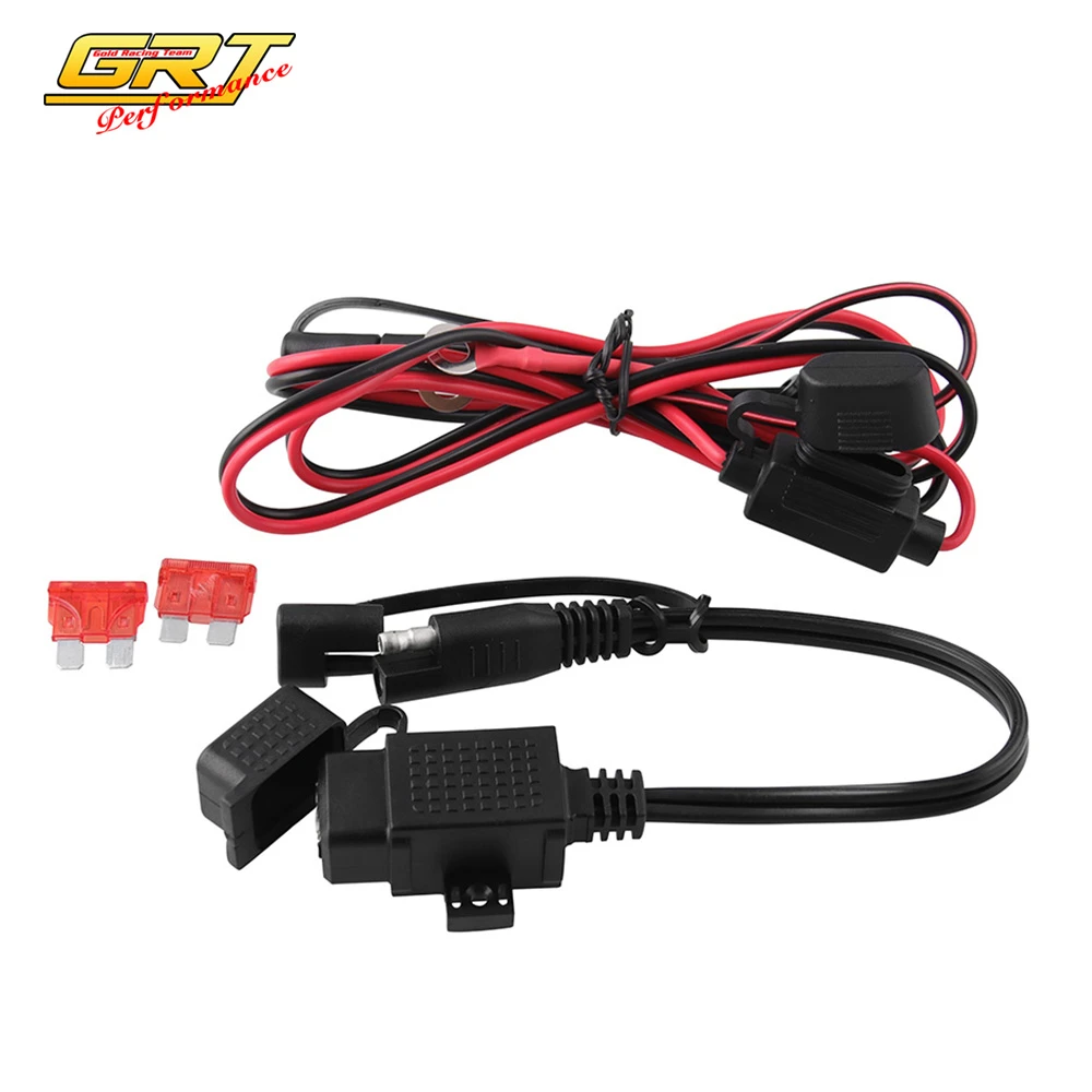 ABS+Copper 12V Motorcycles SAE to USB Phone GPS Charger Adapter+Extension Cable