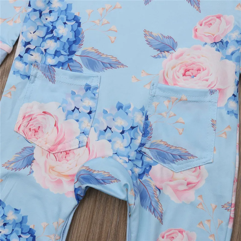 Infant Newborn Girl Floral Romper Jumpsuit Playsuit Cotton Outfit Baby Clothing