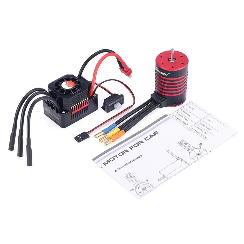 

Hot GTSKYTENRC Combo 3650 3600KV/5200KV Brushless Motor with Heat Sink 60A Electronic Speed Controller for 1/10 RC Car Truck