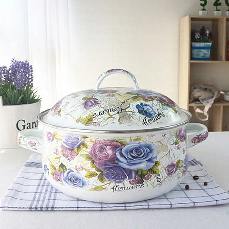 

Enamel Pot 4L Thick Soup Pot Stew Pot Hot Pot Decocting Pot Universal Cookware Set Hot Pot Soup Kitchen Pots Cookware Set Soup