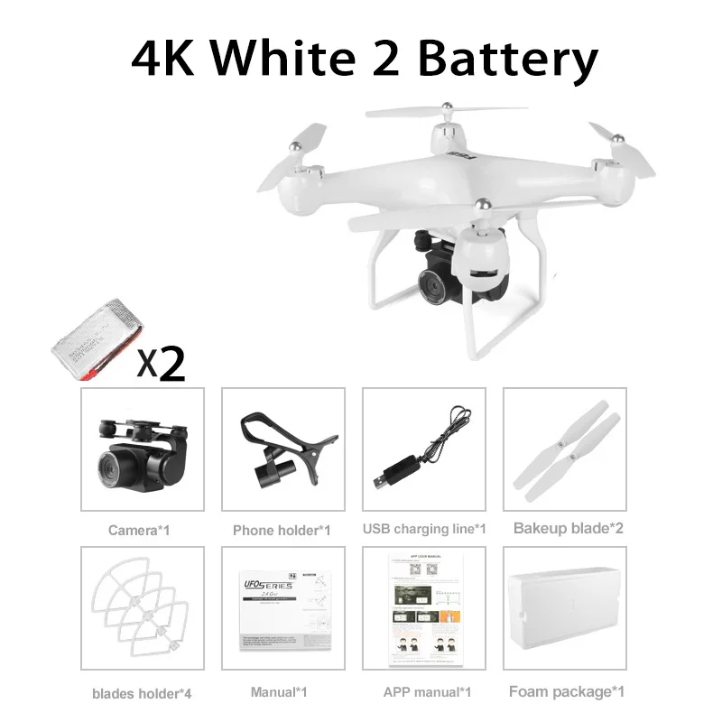 F68 Квадрокоптер Дрон с HD 1080P 4K камера wifi FPV RC Дрон сверхдлительный срок службы выносливость самолет вертолет для детей - Цвет: White 4K 2B