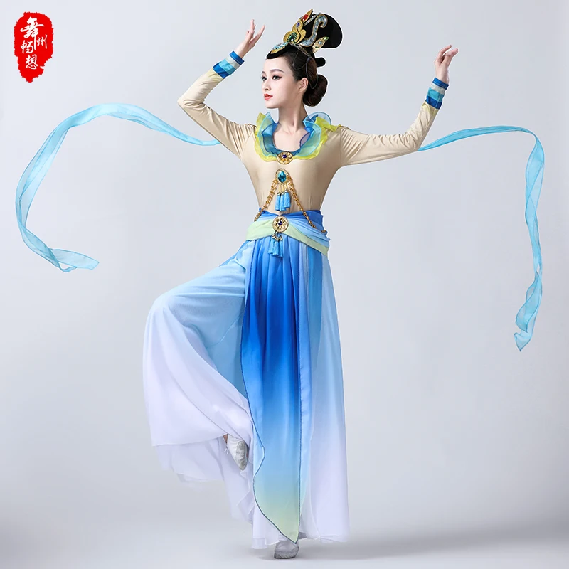 Одежда Dunhuang, классические танцевальные костюмы, великолепный костюм lute, китайский сказочный костюм hanfu, карнавальный Весенний фестиваль
