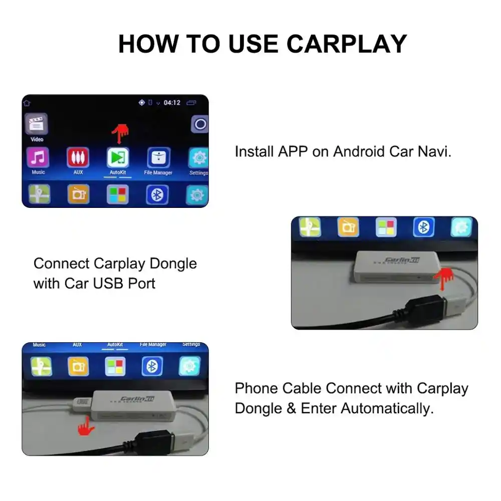 Carlinkit USB CarPlay Dongle/Автомобильный Android для автомобиля Android мультимедийный плеер Android проводной автомобильный комплект для телефона Android белый/черный
