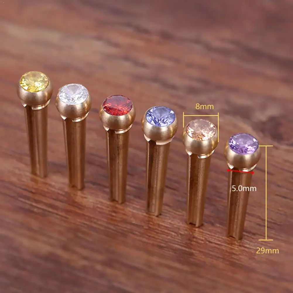 Шпильки для гитарного моста из чистой меди с латунным круглым и зеленым жемчугом