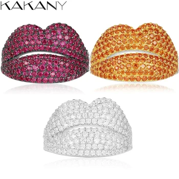 

Kakany's New Original 1: 1 High-quality Color Zircon Flame Red Lips Large Mouth Ring Female Fashion Romantic Luxury Jewelry