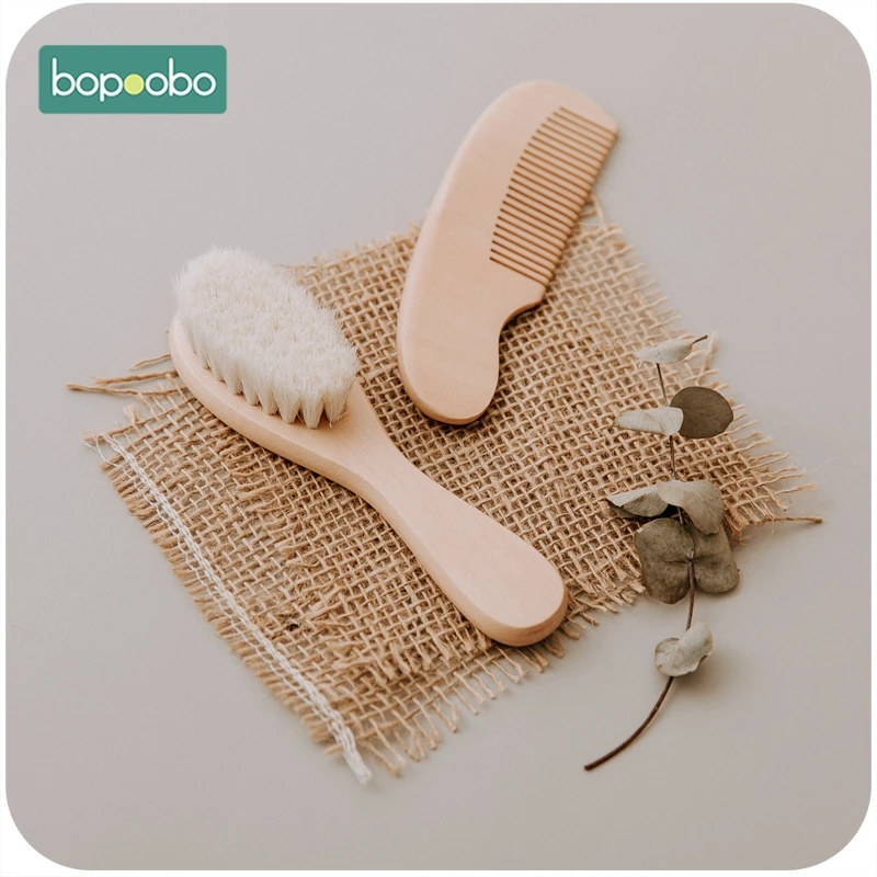 Brosse Pour Bébé En Poil De Chèvre Et Bois Naturel - Douce Et Sûre, 15 Cm De Long, Idéale Massage Du Cuir Chevelu