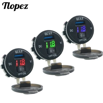 

12V/24V Dual USB Charger Socket Waterproof QC3.0 Dual USB Fast Car Charger Socket Power Adapter Outlet for Car Boat Motorcycle 5