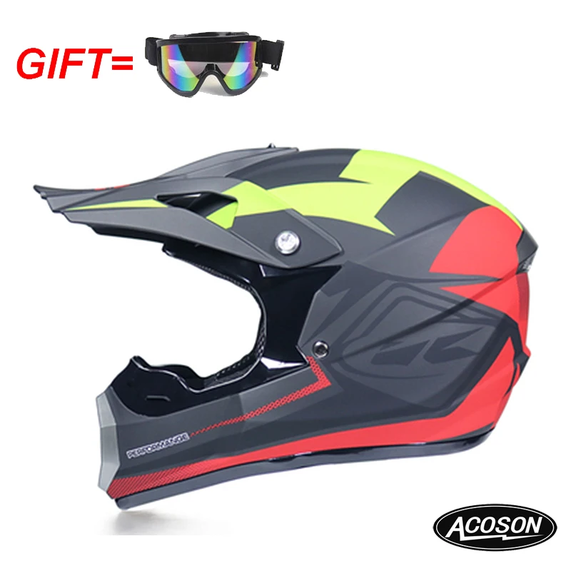 Motorcycle cross helmet for motorcycle helmet down MTB DH off road motorcycle cross racing helmet point with goggles - Цвет: 12