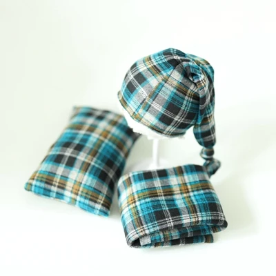 1hat 1pillow 1wrap Реквизит для фотосъемки новорожденных; детские клетчатые обертывания; шапки и подушки; милый мягкий комплект для фотосъемки; аксессуары для студийной фотосъемки; реквизит для фотосъемки - Цвет: 1hat 1pillow 1wrap