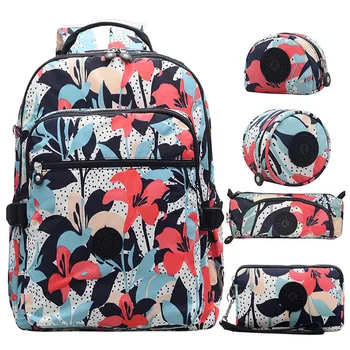 

5pcs/Set Fashion Multifunction Women School Nylon Backpack Mochila Escolar Travel Bag Rucksack trekking Large Capacity
