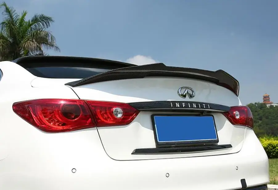 

Carbon Fiber Car Rear Trunk Lip Spoiler Wing Fits For Infiniti Q50 Q50L 4-door Sedan 2014 2015 2016 2017 2018 2019