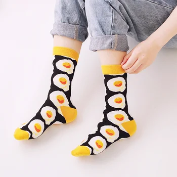

Dreamlikelin Harajuku Women's Funny Socks Streetwear Avocado Egg Apple Hamburger Print Autumn Crew Socks