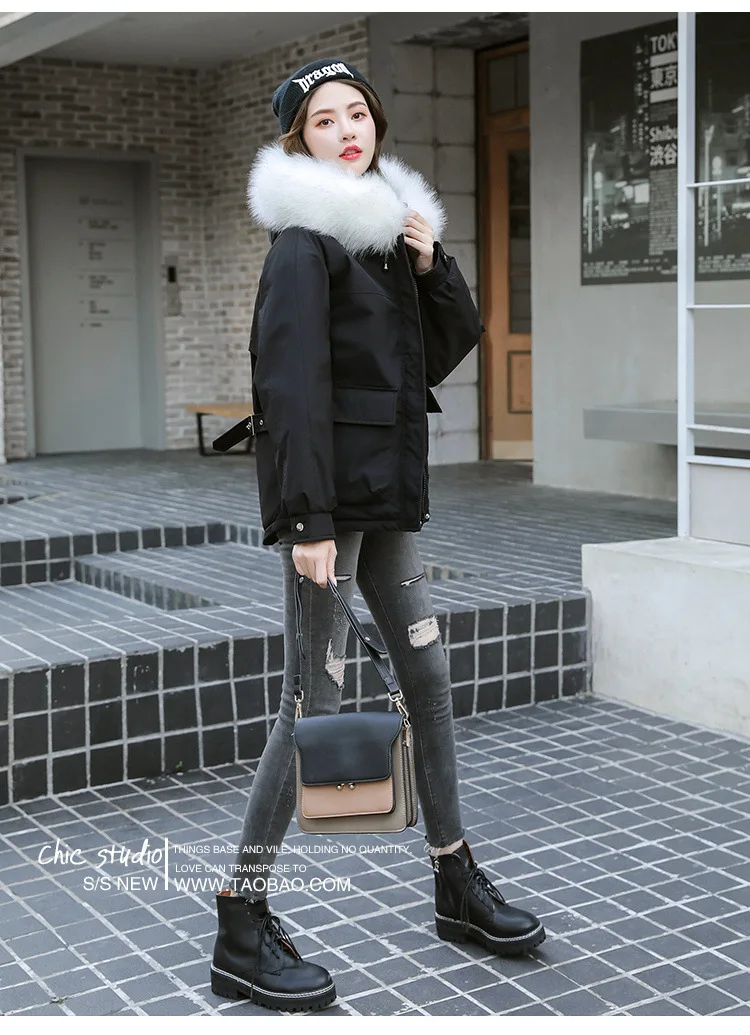High-End Large Size Cotton Coat WOMEN'S Coat Autumn And Winter New Style Fashion Loose-Fit Slimming-Style Short Hooded Fur
