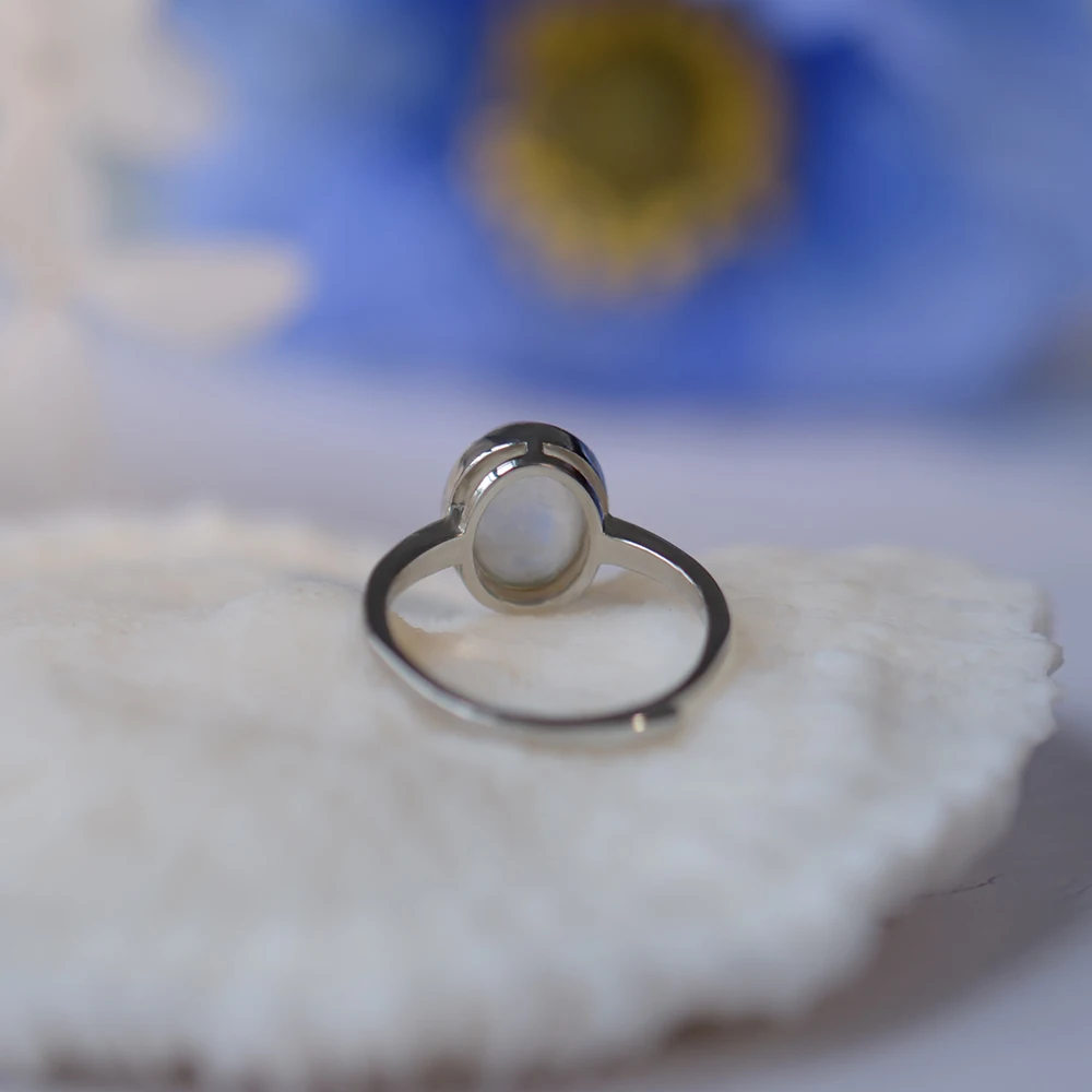 Full Blue Moon Light Moonstone Silver Rings Classic Charming Luxury Jewelry for Women Christmas Gift Female Bands silver rings silver ring