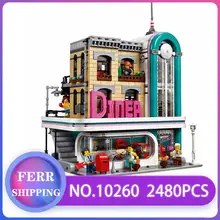 DHL 15037 уличное здание серии 10260 MOC центр Закусочная Сборка строительный блок кирпичи Детские Рождественские подарки Детские игрушки