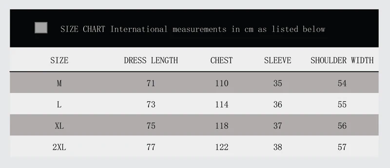 浮世绘衬衫 Size Chart